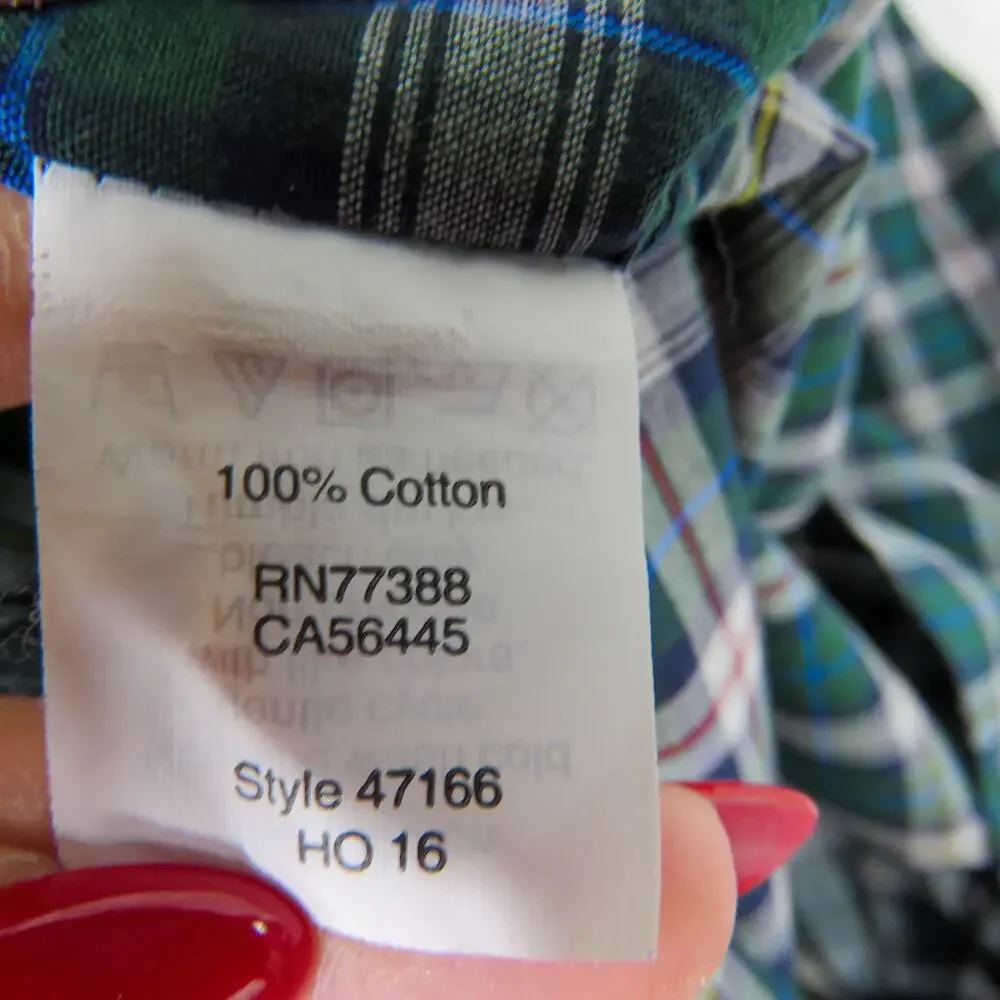 J.Crew Heathered Cotton Green Plaid Button Down Shirt Medium Men's